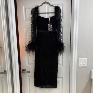 Self-Portrait Black Lace Long Sleeve Dress